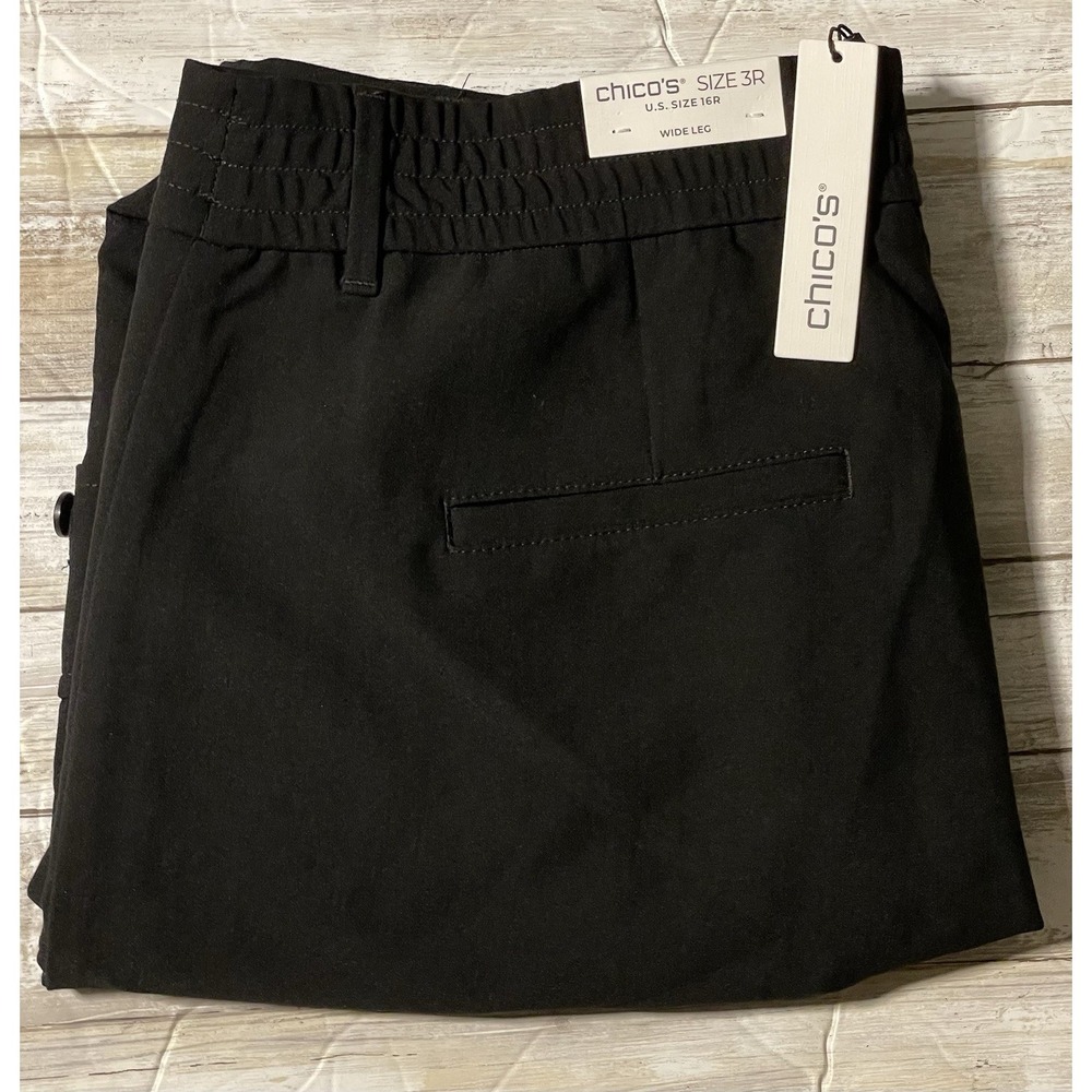 NWT Chico's Cargo Wide Leg Black Women's Dress Pants.  Size 3(U.S.16)‎ XL